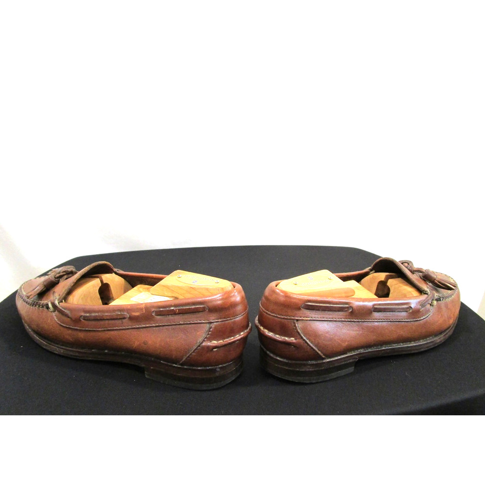 Vintage Polo Ralph Lauren Brown Leather Bench Made Tassel Loafers Men Sz 8.5 D - Picture 8 of 11